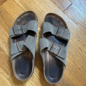 Birkenstock Taupe Suede Arizona 38 Soft Footbed